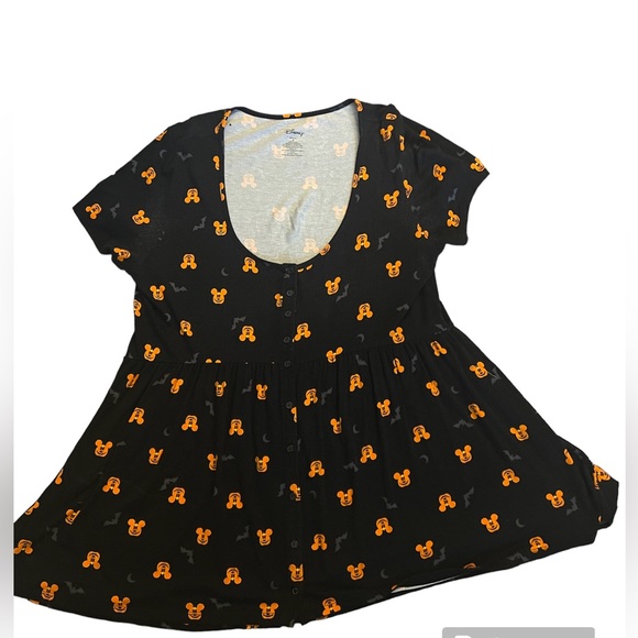 Mickey Mouse pumpkin head Lehigh low hem baby doll shirt - Picture 2 of 10